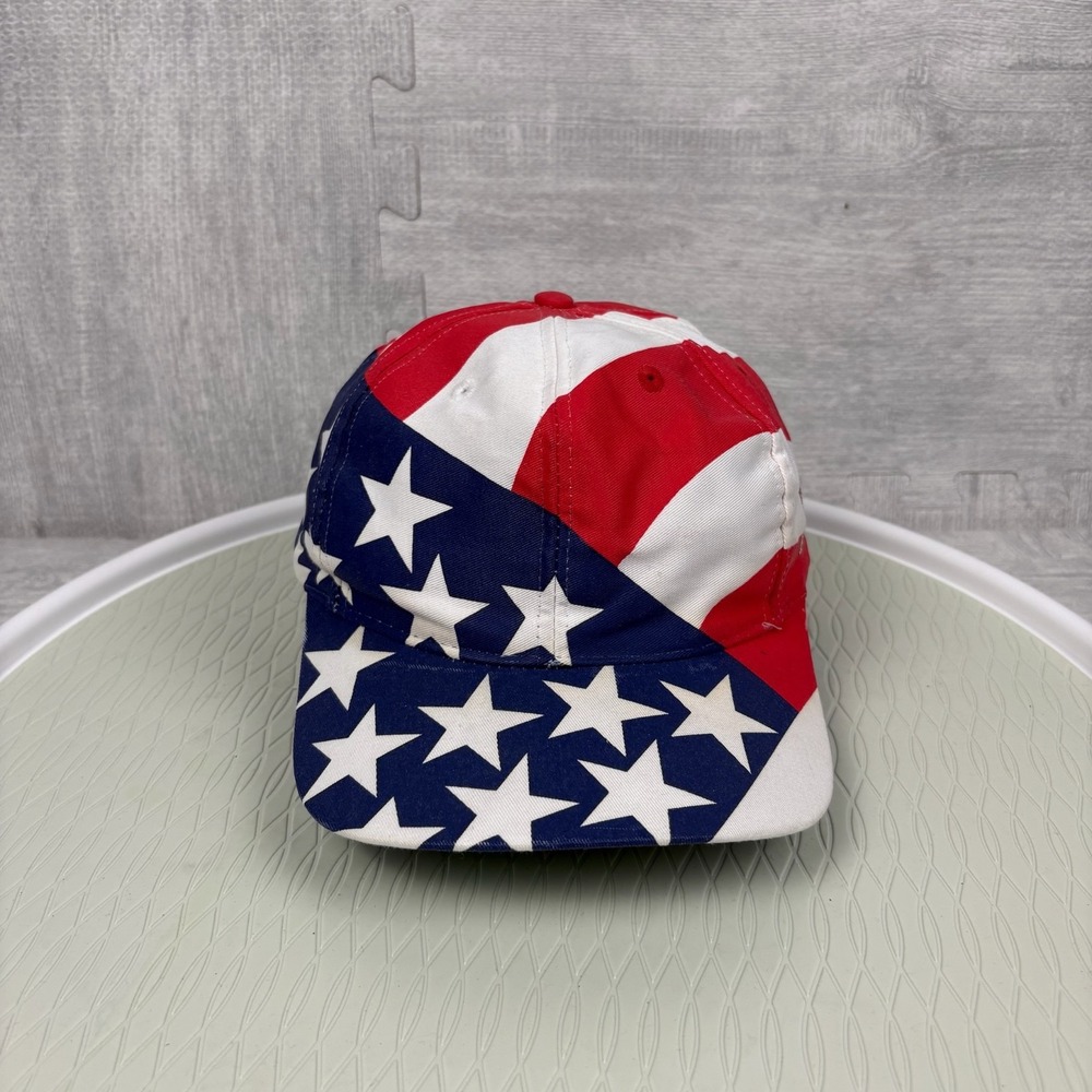 Vintage American Flag Hat Cap Snapback Red White Blue Stars Stripe United States
